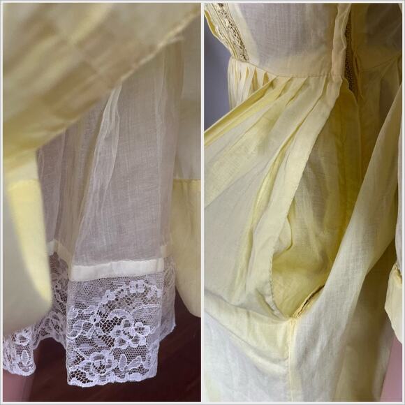 Vintage 1950s Yellow Cotton Eyelet Embroidered Shirtwaist Dress‎ // Size XS - Picture 5 of 5
